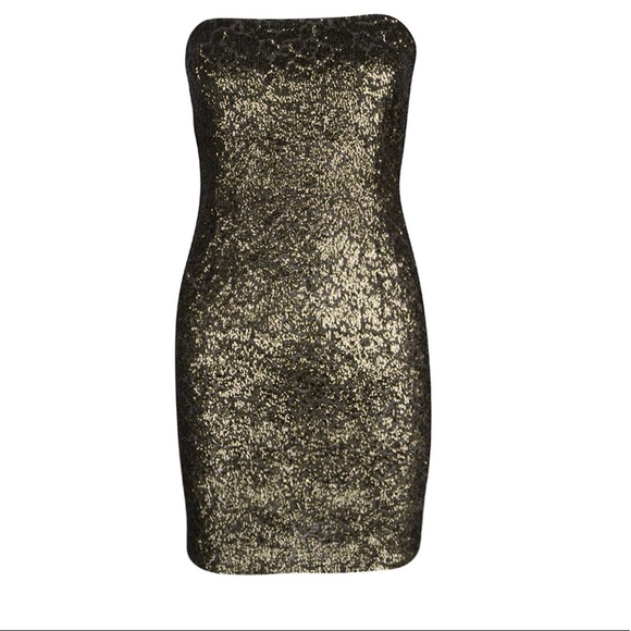 slim fit dress slacks Gold/Black Sequin Tube Top Maix Dress – Aquarius Brand main image 1